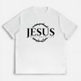 thumbnail image 1 of Mens Short Sleeve Jesus Print T Shirts Graphic Tees Round Neck Cotton Casual Tops White,S, 1 of 5