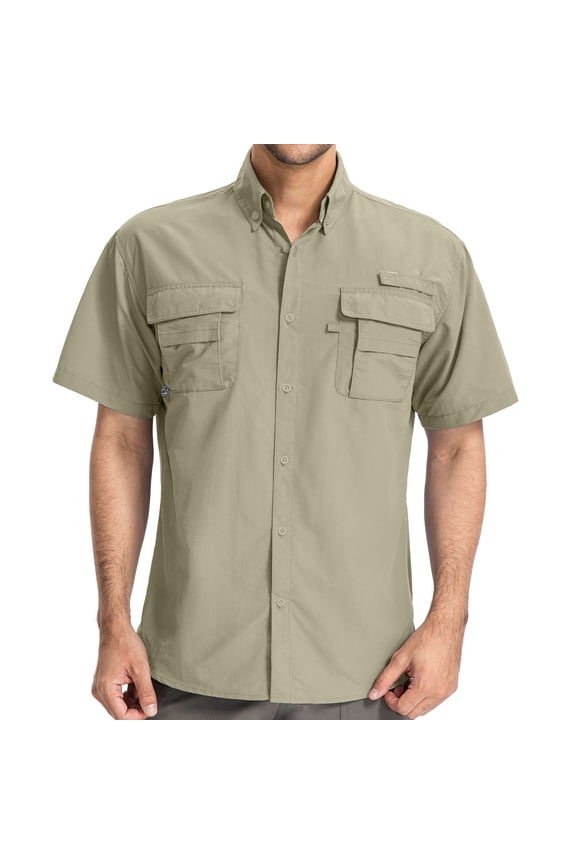 Men's Short Sleeve Fishing Shirts Sun Protection UV Hiking Cooling Quick Dry Shirts for Summer Beach Casual Tops