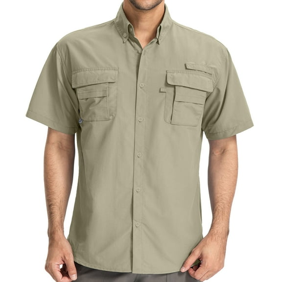 Men's Short Sleeve Fishing Shirts Sun Protection UV Hiking Cooling Quick Dry Shirts for Summer Beach Casual Tops
