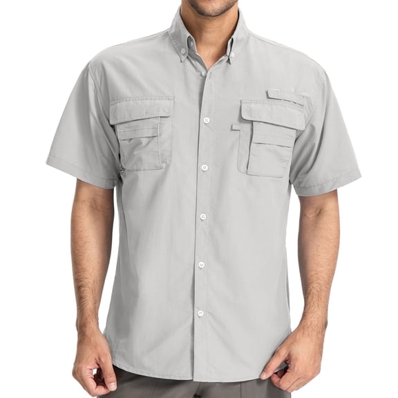 Men's Short Sleeve Fishing Shirts Sun Protection UV Hiking Cooling Quick Dry Shirts for Summer Beach Casual Tops