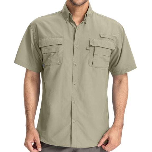 Men's Short Sleeve Fishing Shirts Sun Protection UV Hiking Cooling Quick Dry Shirts for Summer Beach Casual Tops