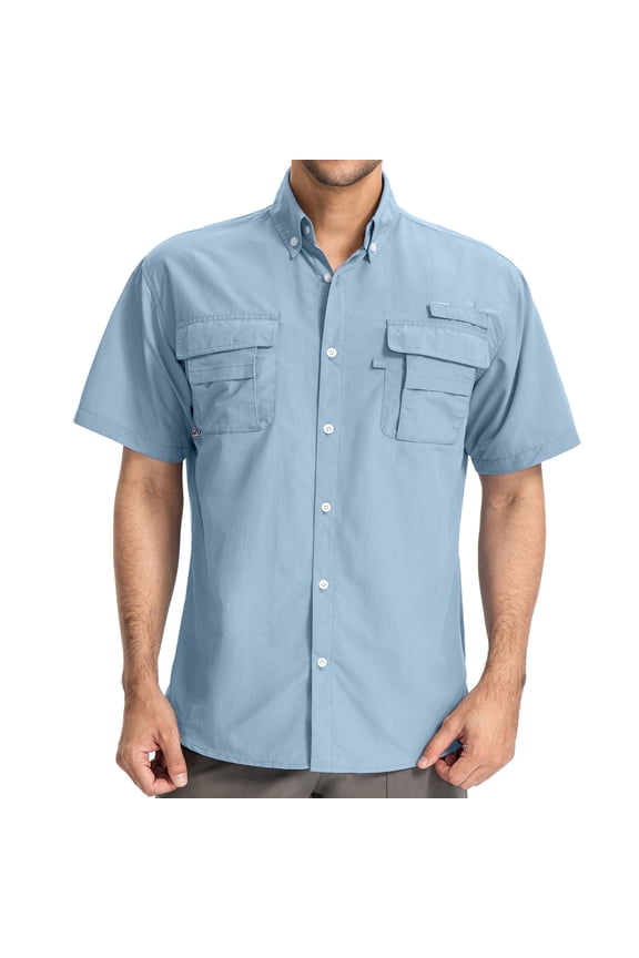 Men's Short Sleeve Fishing Shirts Sun Protection UV Hiking Cooling Quick Dry Shirts for Summer Beach Casual Tops