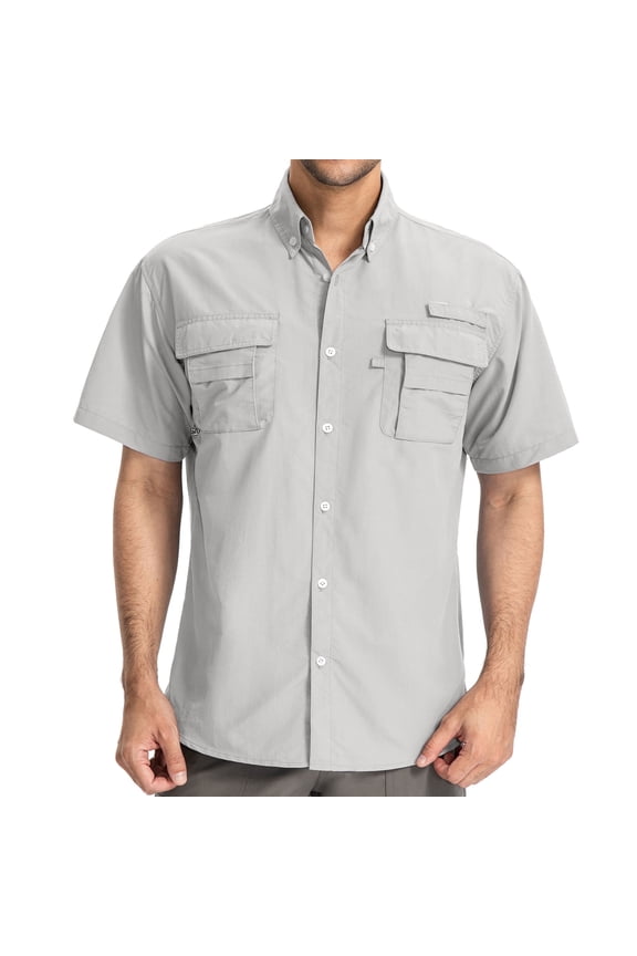 Men's Short Sleeve Fishing Shirts Sun Protection UV Hiking Cooling Quick Dry Shirts for Summer Beach Casual Tops