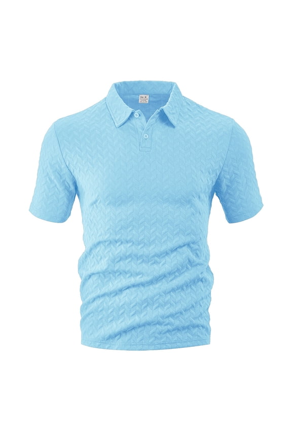 Men's Short Sleeve Golf Collared T-Shirt Casual Summer Herringbone Business Tee, Old Money Style Lightweight Geometric Pattern Knit Shirt, Stretch Regular Fit Fashion Top for Daily Wear