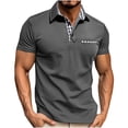 thumbnail image 1 of Men's Short Sleeve Golf Shirts Muscle Fit Quick Dry Performance Pique Moisture Wicking Athletic Collared Tops with Chest Pocket for Tennis Workout Fathers Day, 1 of 9