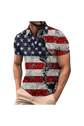 Men's Short Sleeve Golf Shirts UPF 50+ Raglan Patriotic American Graphic Polo Shirt Big and Tall (S-5XL) Black