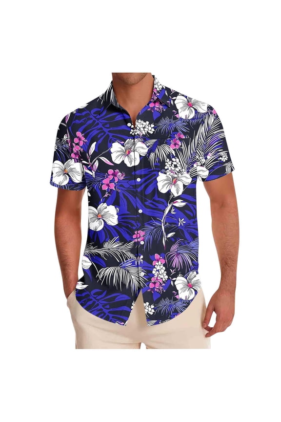 Men's Short Sleeve Hawaiian Shirt – Tropical Floral Lightweight Casual Aloha Tops for Beach & Summer Vacation Men'S Hawaiian Shirts