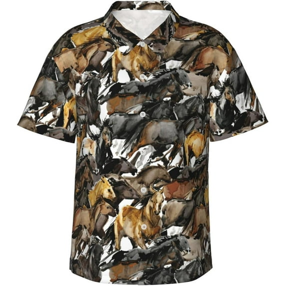 Men's Short Sleeve Hawaiian Shirt Tropical Print Casual Button Down Aloha Shirt