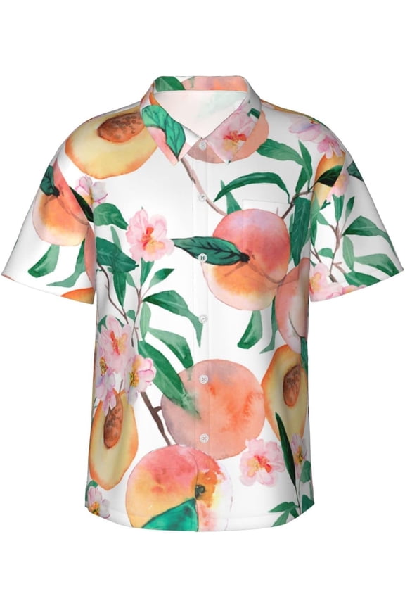 Men's Short Sleeve Hawaiian Shirt Tropical Print Casual Button Down Aloha Shirt