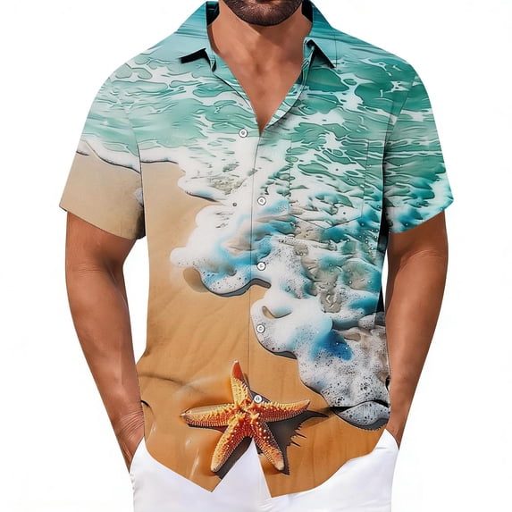 Men's Short Sleeve Hawaiian Shirt with Pocket – Point Collar Button-Up Tropical Print Aloha Tops Beach Vacation Quick Dry Tropical Print Shirt