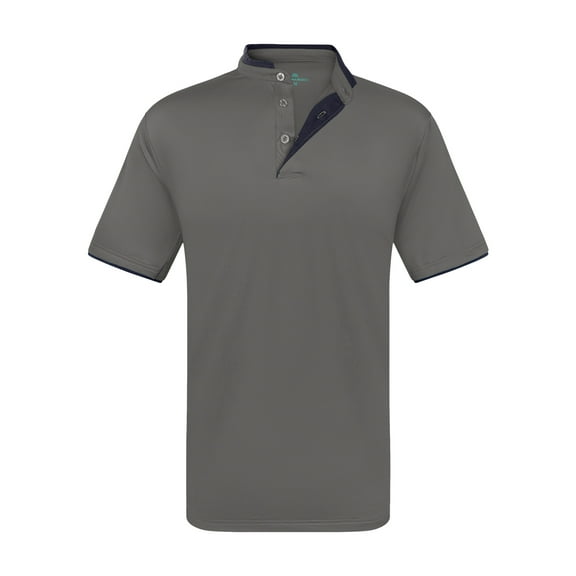 Men's Short Sleeve Henley Polo Shirt with Contrast-Trim