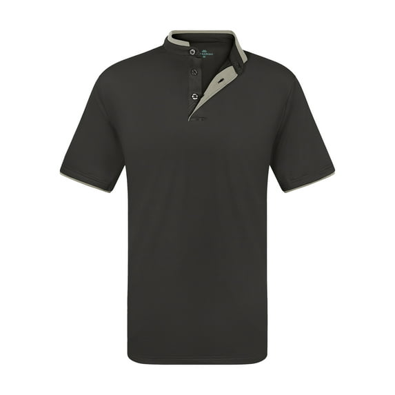 Men's Short Sleeve Henley Polo Shirt with Contrast-Trim