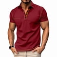 thumbnail image 1 of Men's Short Sleeve Henley Pullover Light Weight Tee Shirts Button Shirt Top for Summer Casual Wine Red L, 1 of 9