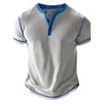 thumbnail image 1 of Men's Short Sleeve Henley Shirt Casual Stretchy Slim Fit T Shirt Basic Solid Tees Tops Gray M, 1 of 6