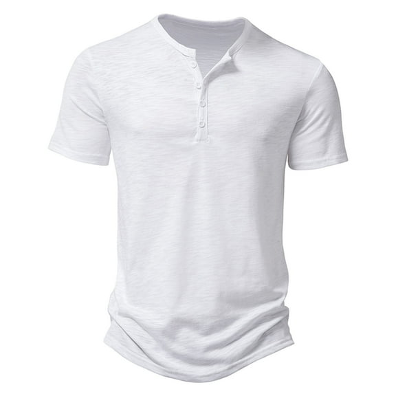 Men's Short Sleeve Henley Shirt Casual Stretchy Slim Fit T Shirt