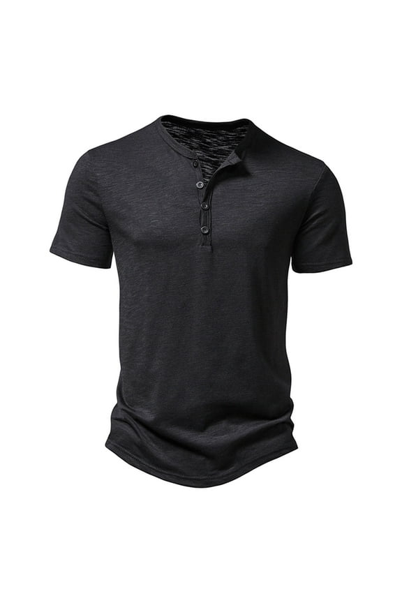 Men's Short Sleeve Henley Shirt Casual Stretchy Slim Fit T Shirt
