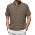 thumbnail image 1 of Men's Short Sleeve Henley Shirts Cotton Linen Blend Casual Button Tee Summer Lightweight Tops 2026 Casual Mens Shirts, 1 of 7