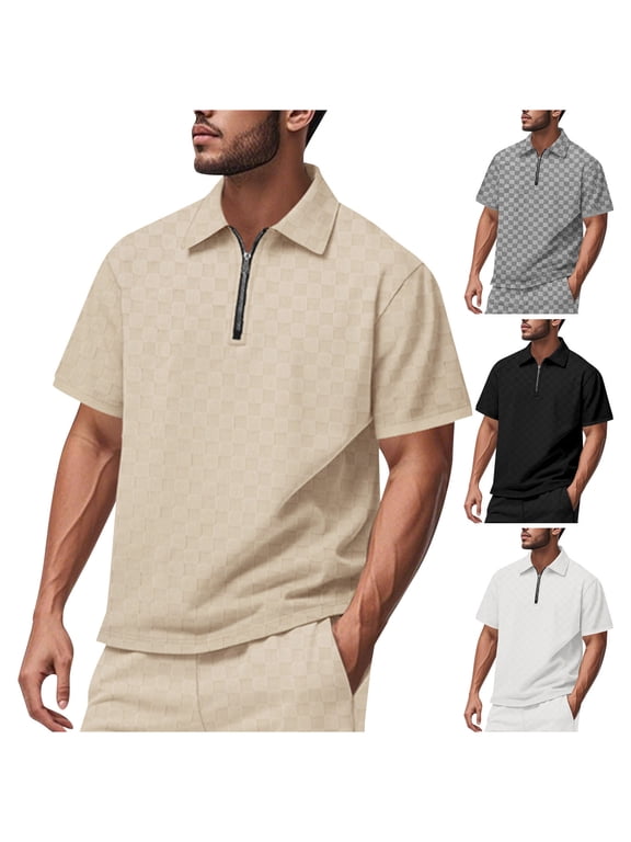 Men's Short Sleeve Hoodie Nylon Spandex Casual Loose Pullover Half Zip Lapel Quick Dry Breathable Summer Beach Golf Travel Vacation | Zenithor,Black XL