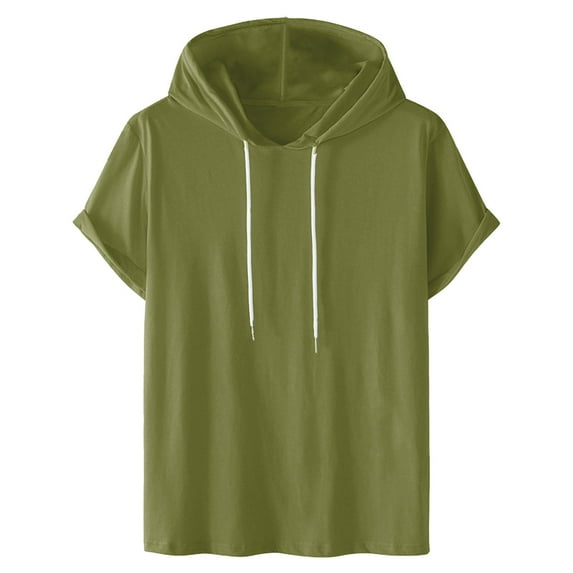 Men's Short Sleeve Hoodie Workout Gym Hooded Sweatshirt Lightweight Loose Fit Athletic Pullover Hoodies T-Shirts