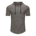 thumbnail image 1 of Men's Short Sleeve Hoodies Polyester Hooded T-Shirts Light Sweatshirts Hoodies Pullovers, 1 of 2