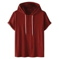 thumbnail image 1 of Men's Short Sleeve Hoodies Summer Drawstring Pullover Sweatshirt Fashion Gym Workout Athletic Tops, 1 of 5
