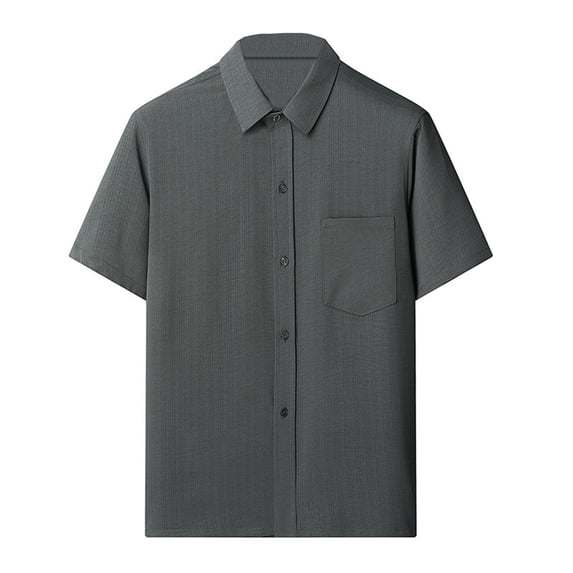 Men's Short Sleeve Jacquard Button Down Work Shirts Business Casual Regular Fit Wrinkle Free Summer Breathable Untucked Tops with Chest Pocket Fathers Day Gift