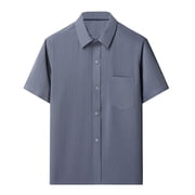 Men's Short Sleeve Jacquard Button Down Work Shirts Business Casual Regular Fit Wrinkle Free Summer Breathable Untucked Tops with Chest Pocket Fathers Day Gift
