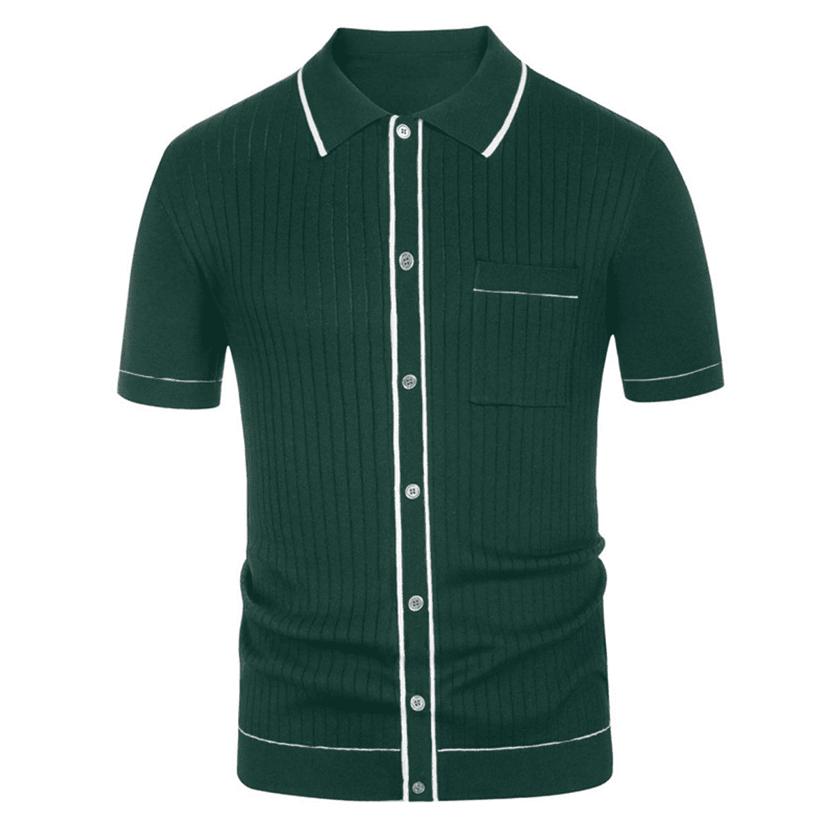 Men's Short Sleeve Knit Polo Shirt Single Breasted Short Sleeve