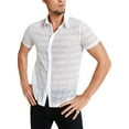 thumbnail image 1 of Men's Short Sleeve Lace See-Through Breathable Shirt Tops, 1 of 7