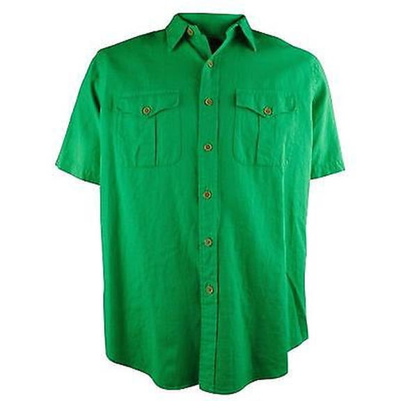 Men's Short Sleeve Linen Cotton Button Down Shirt-G-M