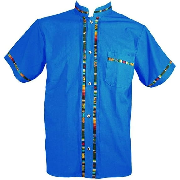 Men's Short Sleeve Mexican Guayabera Shirts Made in Mexico, Multiple Colors (X-Large, Baby Blue)
