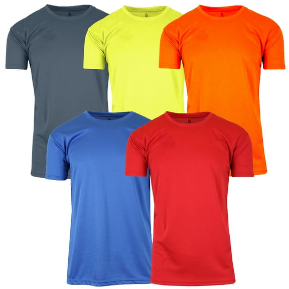 Men's Short Sleeve Moisture Wicking Active Performance Crew Neck Tee (5-Pack)