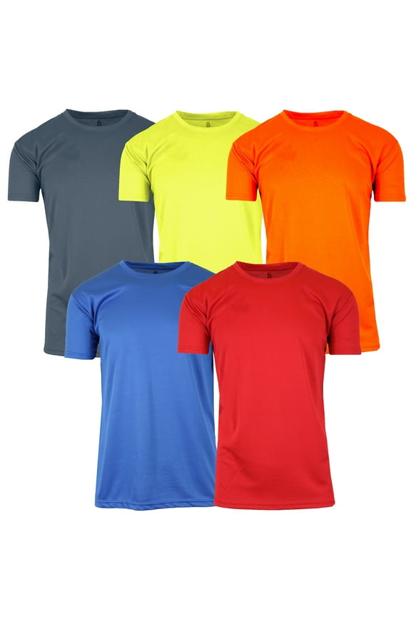 Men's Short Sleeve Moisture Wicking Active Performance Crew Neck Tee (5-Pack)