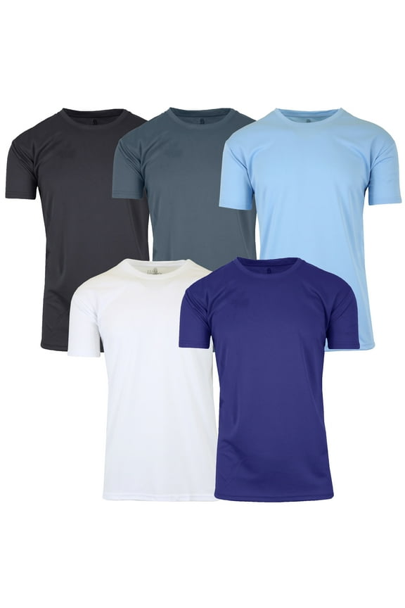 Men's Short Sleeve Moisture Wicking Active Performance Crew Neck Tee (5-Pack)