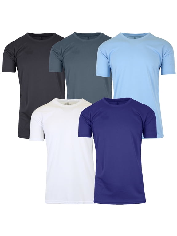 Men's Short Sleeve Moisture Wicking Active Performance Crew Neck Tee (5-Pack)