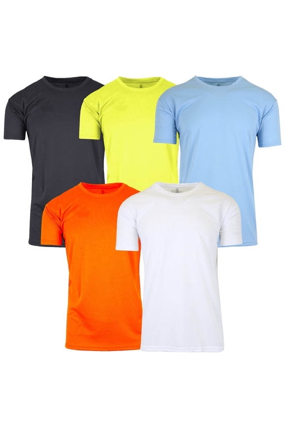 Men's Short Sleeve Moisture Wicking Active Performance Crew Neck Tee (5-Pack)