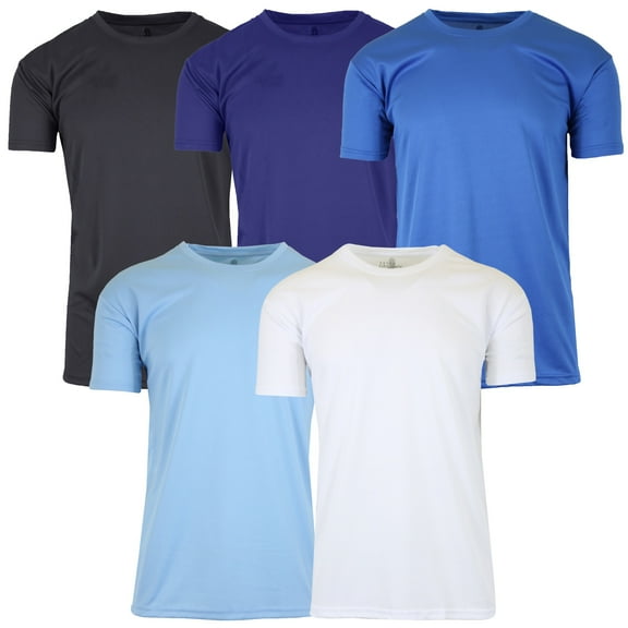 Men's Short Sleeve Moisture Wicking Active Performance Crew Neck Tee (5-Pack)