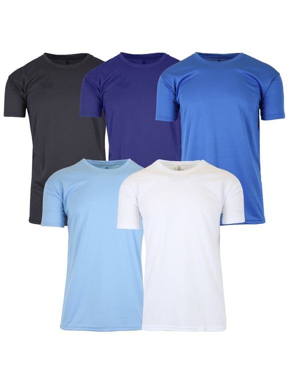 Men's Short Sleeve Moisture Wicking Active Performance Crew Neck Tee (5-Pack)