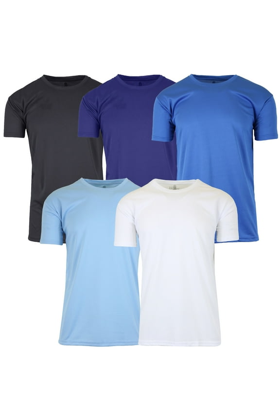 Men's Short Sleeve Moisture Wicking Active Performance Crew Neck Tee (5-Pack)