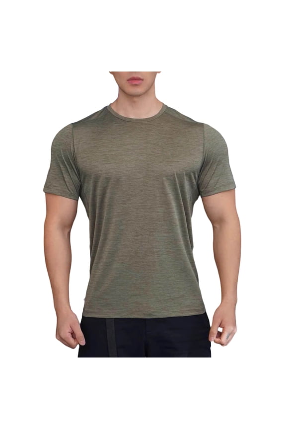 Men's Short Sleeve Muscle Fit Quick Dry T-Shirts Workout Athletic Training Tee Crew Neck Moisture Wicking Lightweight Tech Top for Bodybuilding Fitness Running Sports