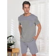 thumbnail image 1 of Men's Short Sleeve Pajama Sets 2 Pieces Men Cotton Pajamas Sets with Shorts Men Summer Sleepwear Set with Pockets, S-XXL, 1 of 11
