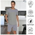 thumbnail image 1 of Men's Short Sleeve Pajamas 2 Pieces Mens Striped Cotton Pajamas Set Mens Summer Pajamas Sets, L-2XL, 1 of 12