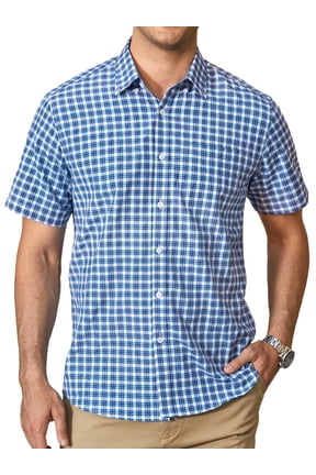 Mens Plaid Button Down Shirts Mens Short Sleeve Shirts Regular Fit Mens Button Up Casual Shirts L