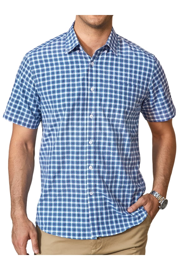 Mens Plaid Button Down Shirts Mens Short Sleeve Shirts Regular Fit Mens Button Up Casual Shirts L