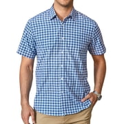 Mens Plaid Button Down Shirts Mens Short Sleeve Shirts Regular Fit Mens Button Up Casual Shirts L