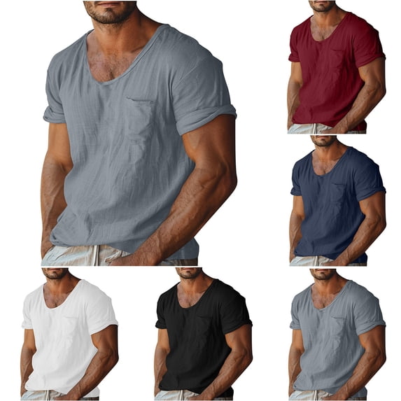 Men’s Short Sleeve Pocket T-Shirt Casual Collared Top Everyday Wear
