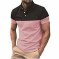 thumbnail image 1 of Men's Short Sleeve Polo Shirt 2025 Casual Polo T-Shirt Color Block Slim Fit Summer Breathable Lapel Golf Shirt, 1 of 2