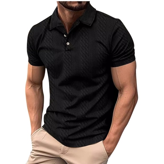 Men's Short Sleeve Shirt Casual Regular Fit Knit Textured Stretch Golf Tee