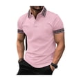 thumbnail image 1 of Men's Short Sleeve Polo Shirt Classic Collar Contrast Trim Vintage Pattern Solid Color Casual Sports Summer Spring Outdoor Leisure Daily Wear, 1 of 3