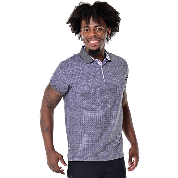 Men's Short Sleeve Polo Shirt Modern Pattern Golf Gray